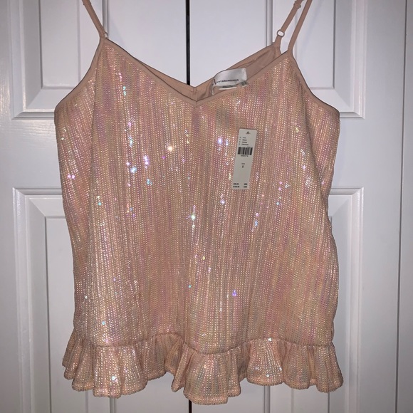 Brand New Anthropologie Peach Sequined Camisole. - Picture 4 of 5